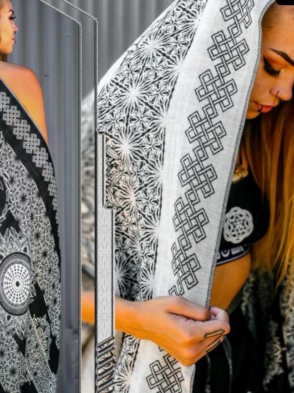 Black & White Festival Pashmina Scarf
